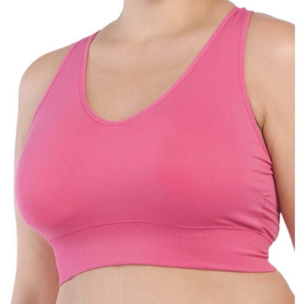 Spalding Womens Sports Bra Plus Size 1X Magenta Multi-Strap Pullover Stretch NWT